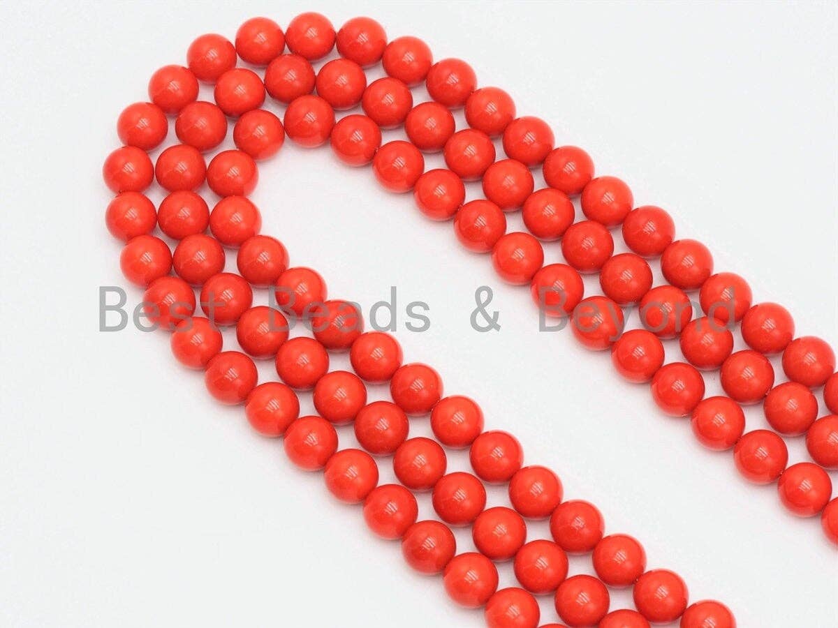 Quality Orange Mother of Pearl  Beads,6mm/8mm/10mm/12mm Round Smooth Gemstone Beads,Loose Coral Color Beads, 15.5inch strand, SKU#U422