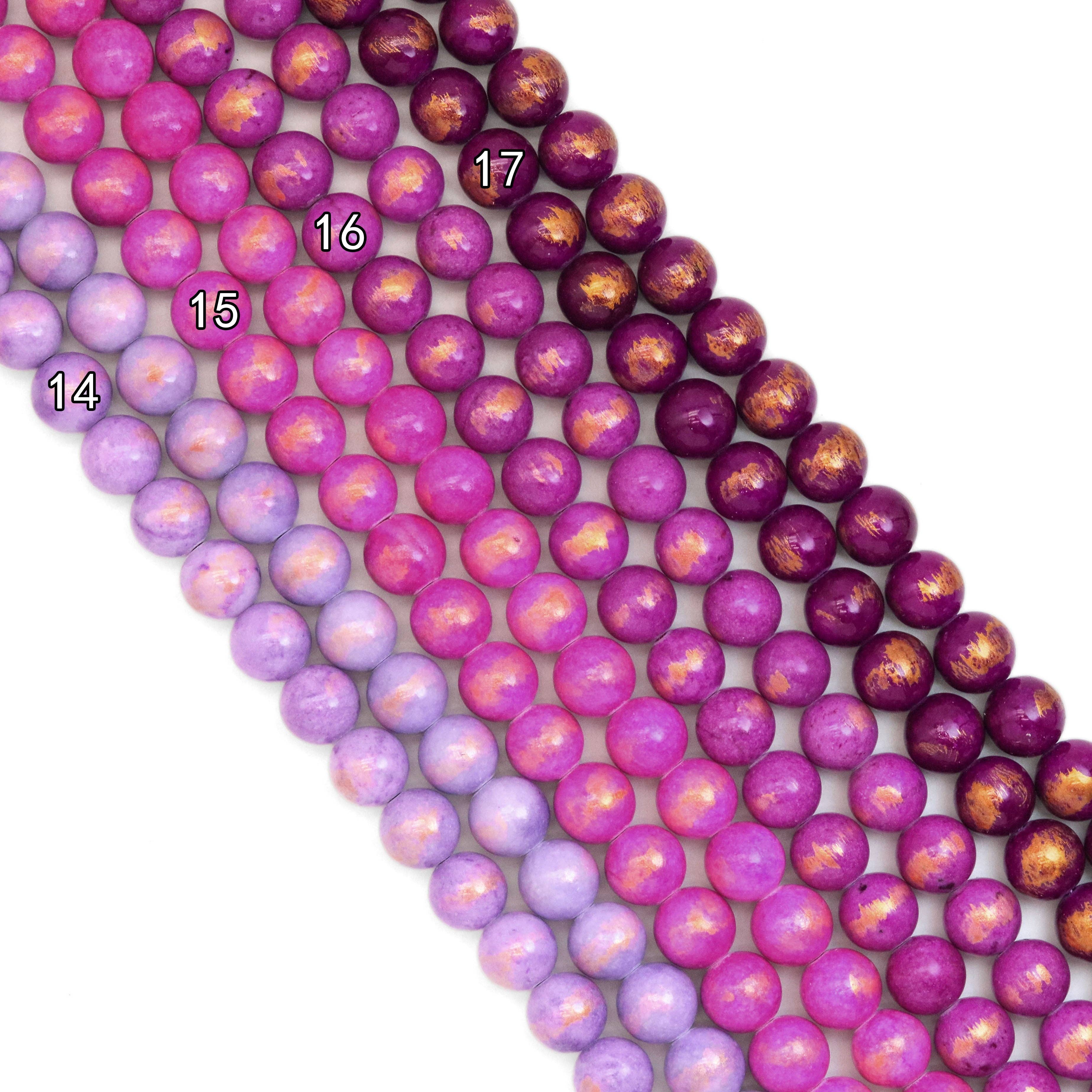 Jade with Golden Line Round Smooth Beads, Sku#U1890