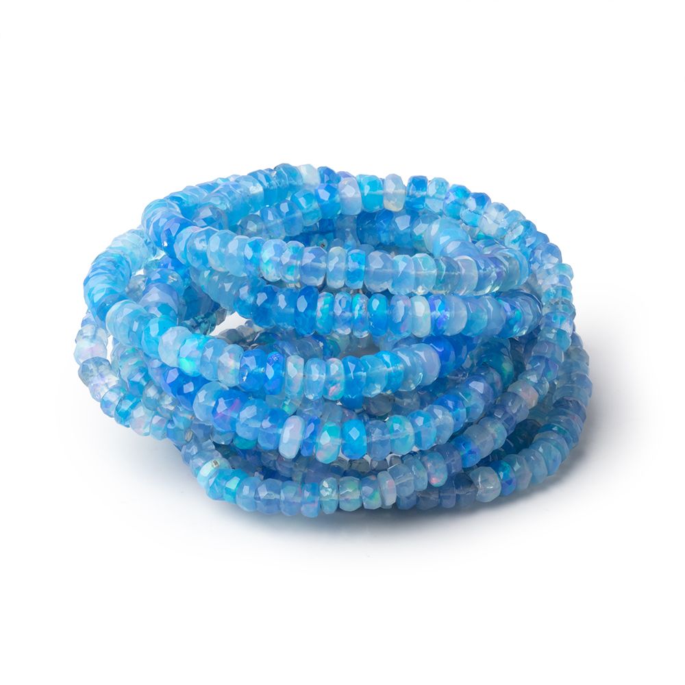 3.5-5.5mm Periwinkle Blue Ethiopian Opal Faceted Rondelles 16 inch 175 Beads AA