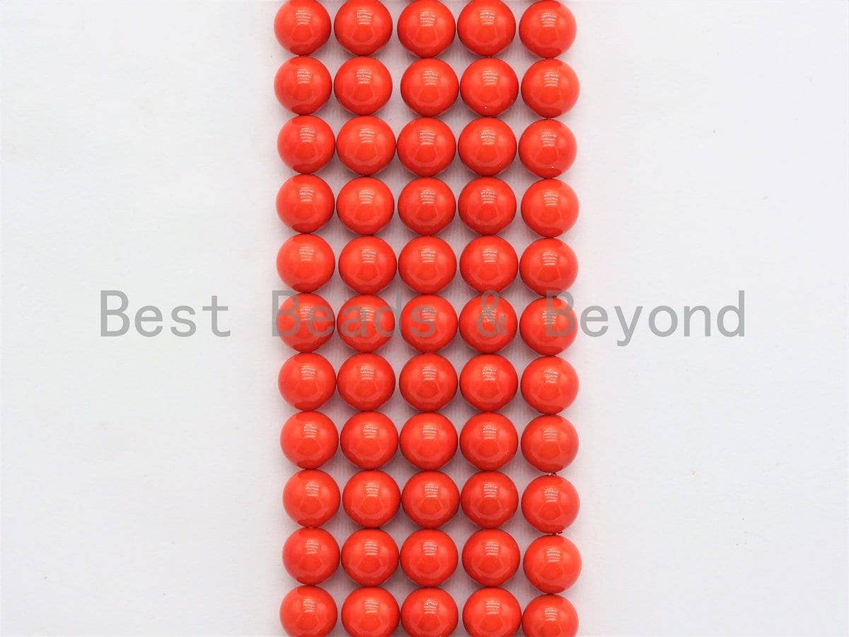 Quality Orange Mother of Pearl  Beads,6mm/8mm/10mm/12mm Round Smooth Gemstone Beads,Loose Coral Color Beads, 15.5inch strand, SKU#U422