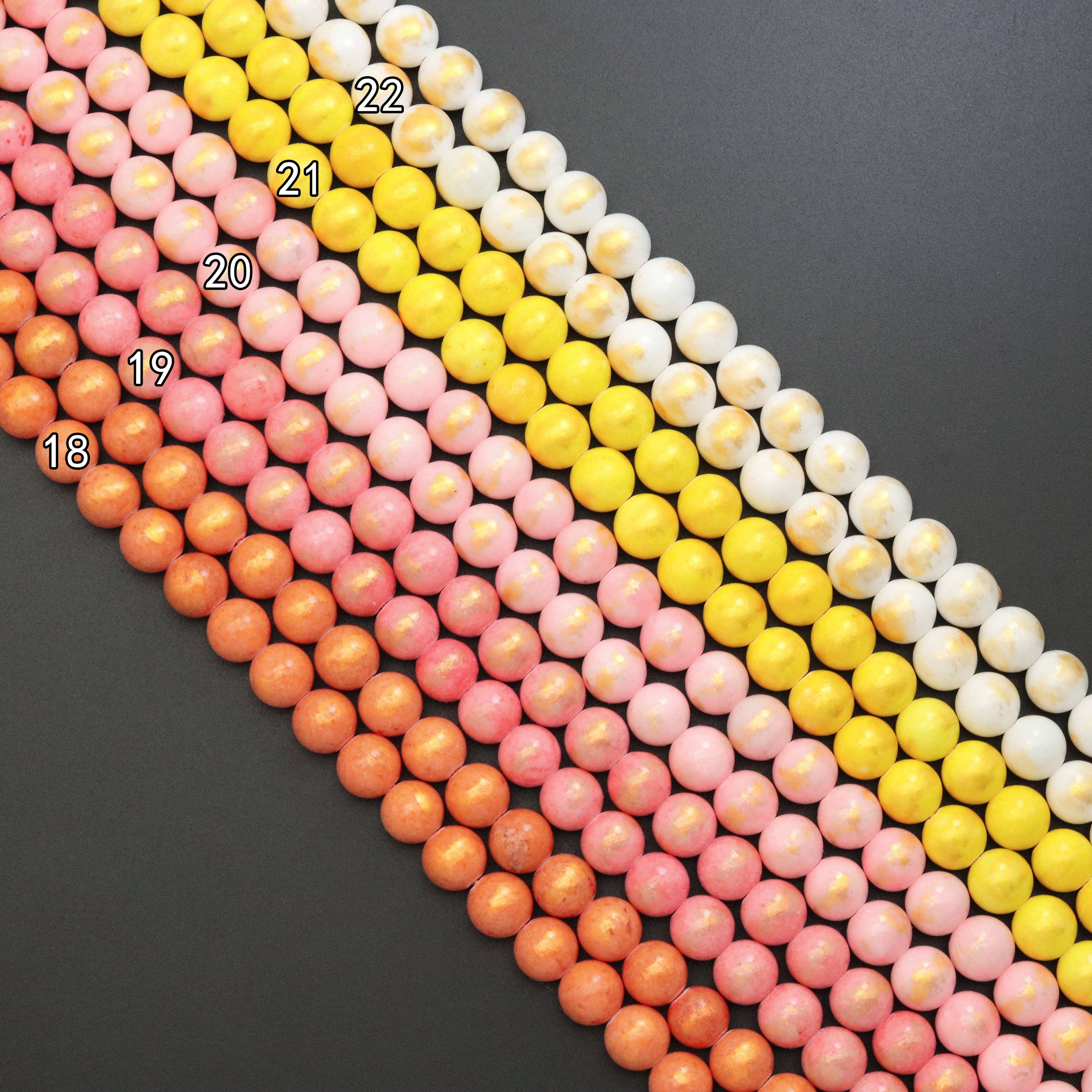 Jade with Golden Line Round Smooth Beads, Sku#U1890