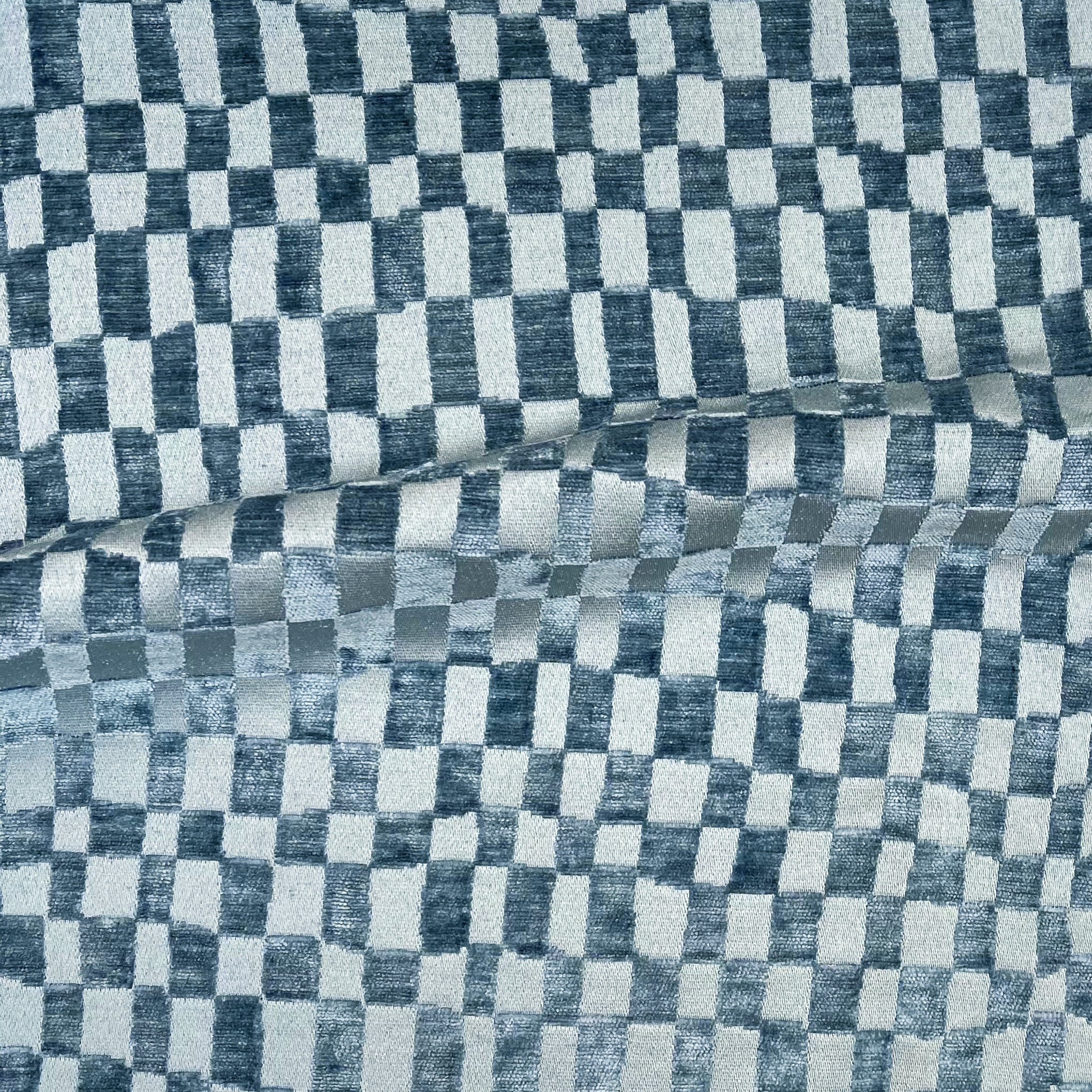 CHECKMATE - CHECKERED DESIGN CHENILLE UPHOLSTERY FABRIC