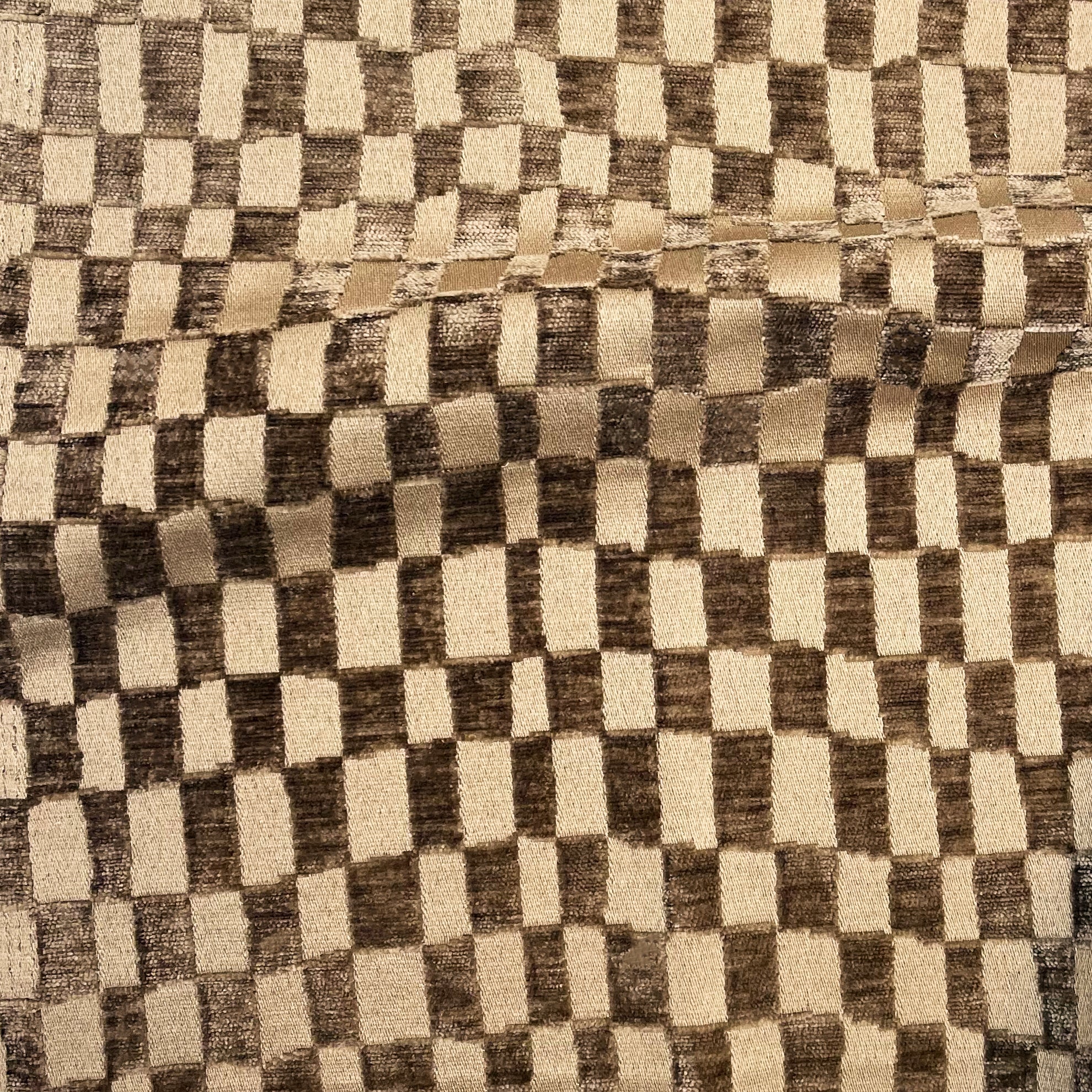 CHECKMATE - CHECKERED DESIGN CHENILLE UPHOLSTERY FABRIC