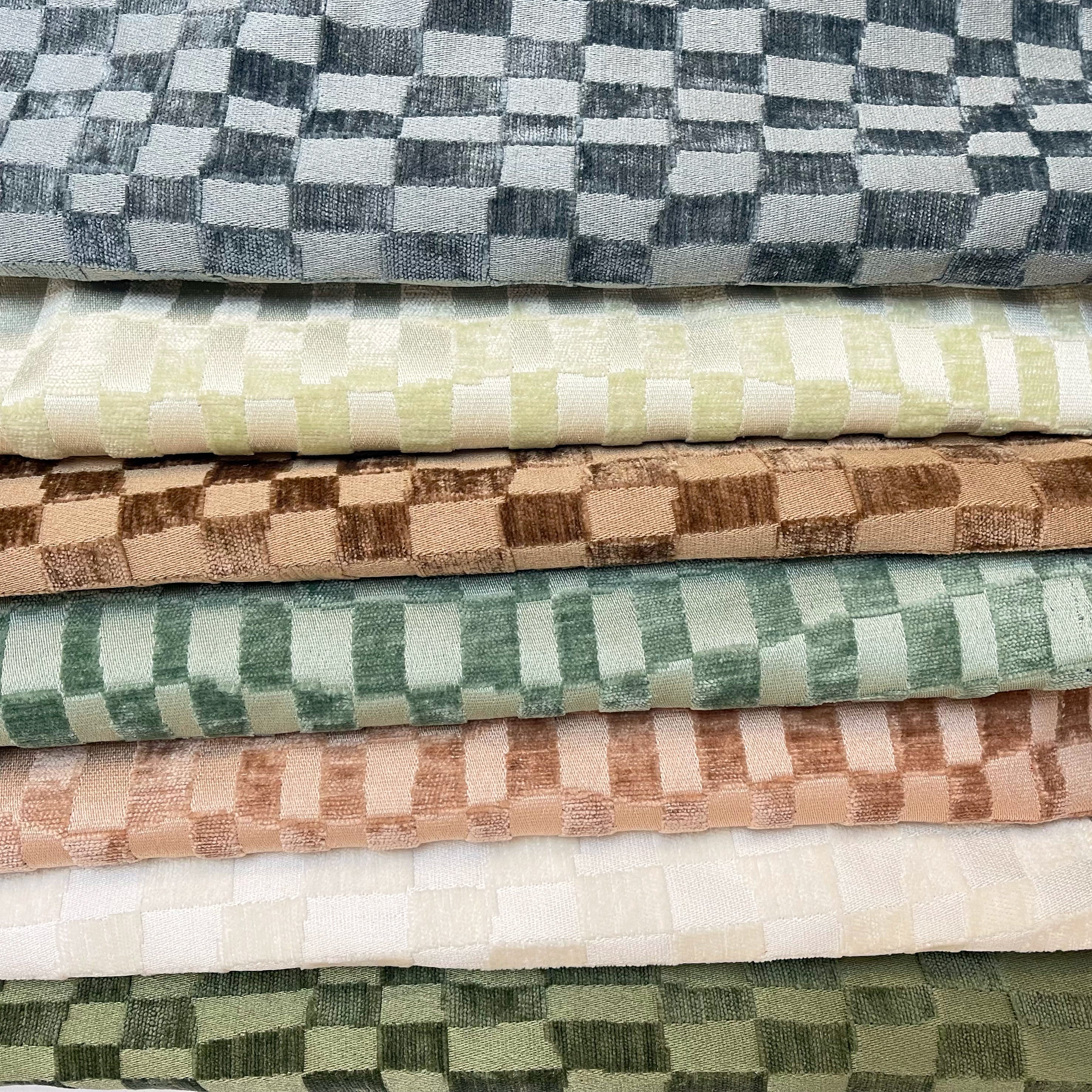 CHECKMATE - CHECKERED DESIGN CHENILLE UPHOLSTERY FABRIC