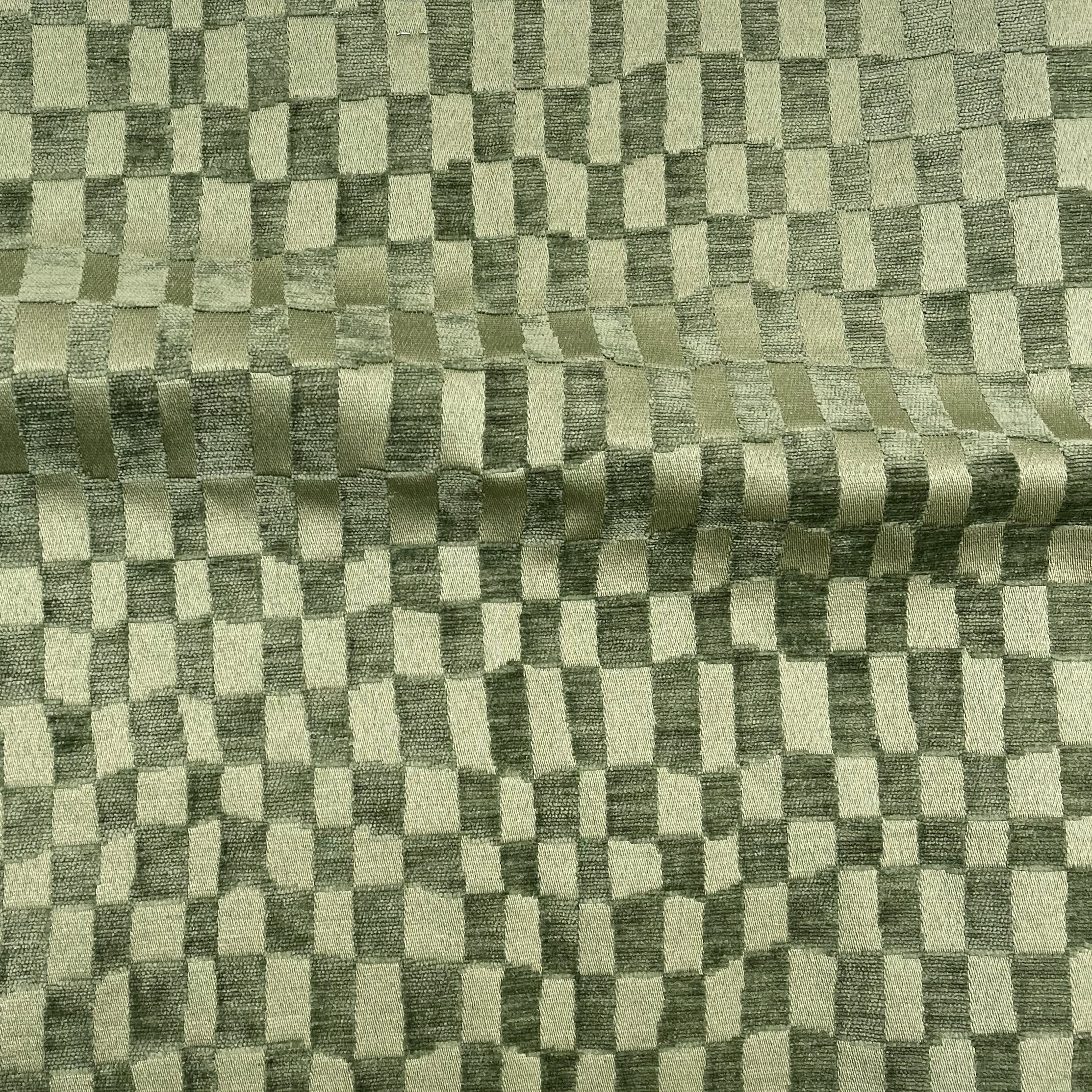 CHECKMATE - CHECKERED DESIGN CHENILLE UPHOLSTERY FABRIC