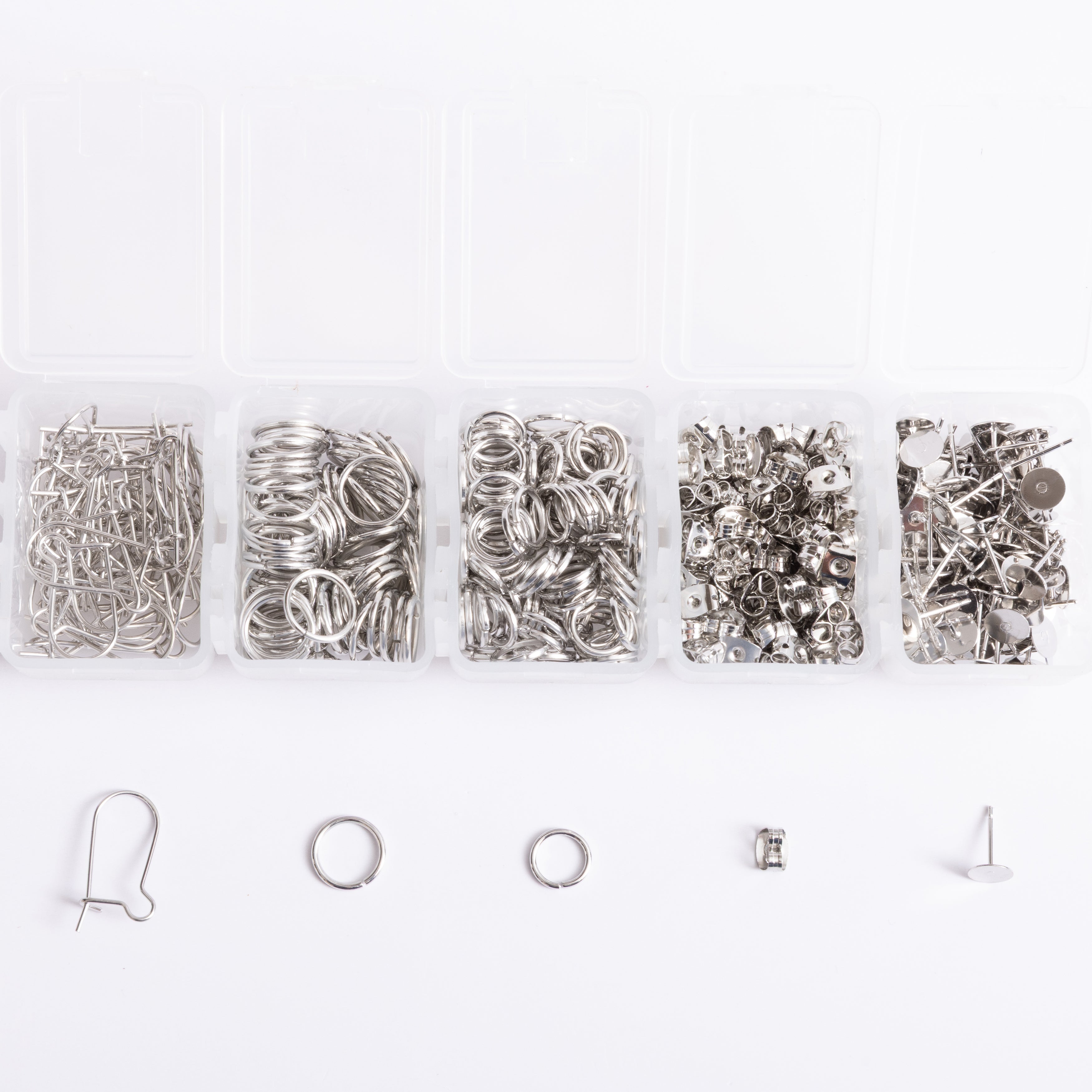 Silver Essential Earring Findings Kit, 575pcs