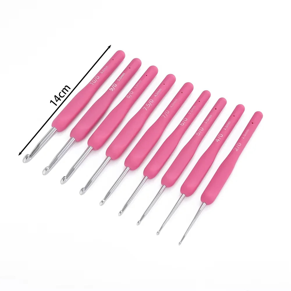 1pc Crochet Hooks Hand Knitted Crochet Colorful Rubber Handle Knitting Ergonomics Handle DIY  Jewelry Making Crochet