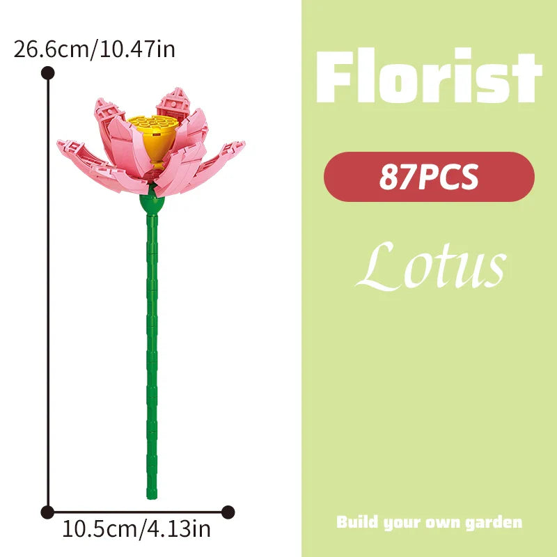 Building block bouquet simulation of flowers female gift assembly,small particle building block children's assembly toy