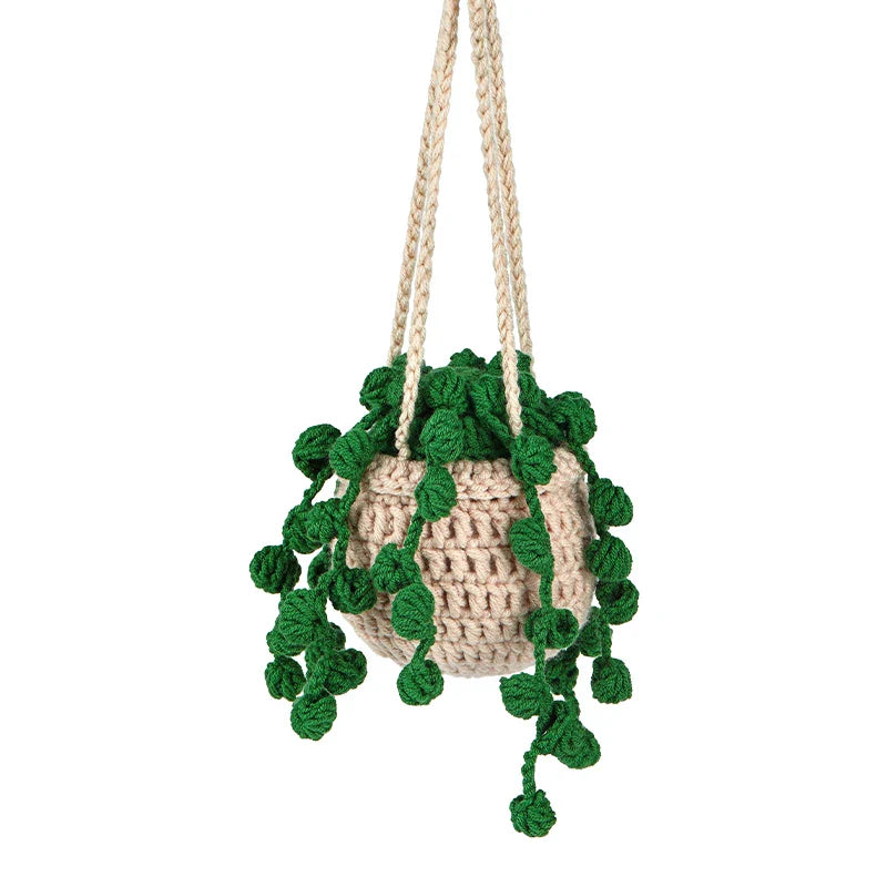 KRABALL Crochet Hanging Plant Kit With Instruction Easy Hand Knitting Yarn Ball Thread Needles Hooks Knit Tools Accessories Set