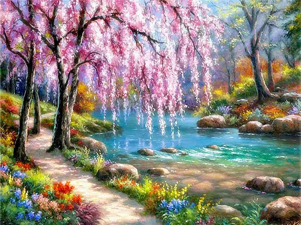 5D DIY Diamond Painting Landscape House Full Round Drill Embroidery Forest Scenery Cross Stitch Set Art Home Decor Gift