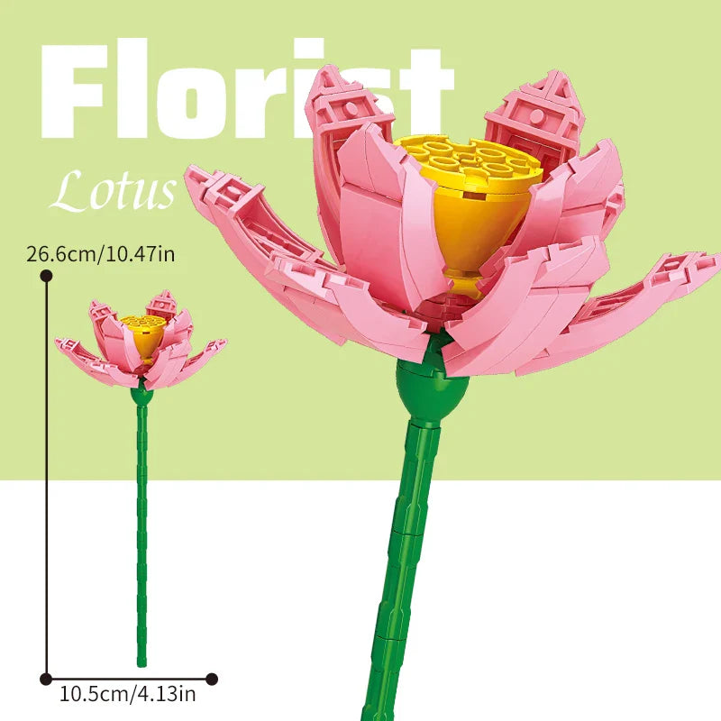 Building block bouquet simulation of flowers female gift assembly,small particle building block children's assembly toy