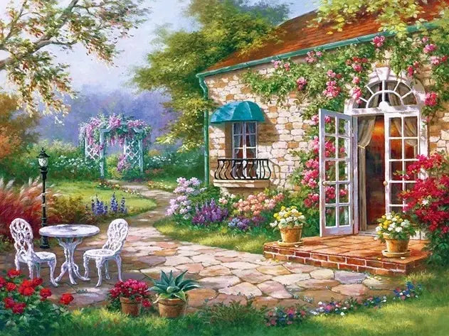 5D DIY Diamond Painting Landscape House Full Round Drill Embroidery Forest Scenery Cross Stitch Set Art Home Decor Gift