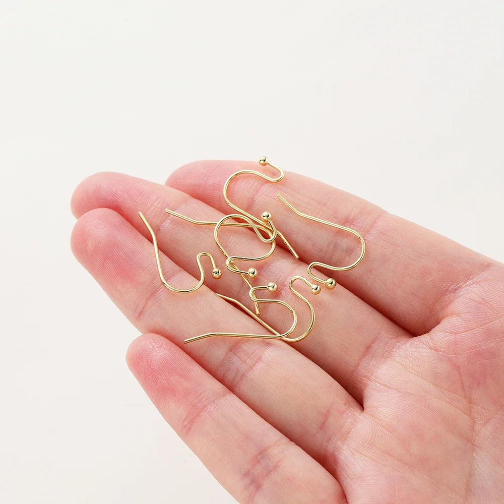 20pcs/lot 6 Styles 14K 18K Gold Plated Earring Wires With Ear Hook Earrings Clasp Findings Supplies For  DIY Jewelry Making