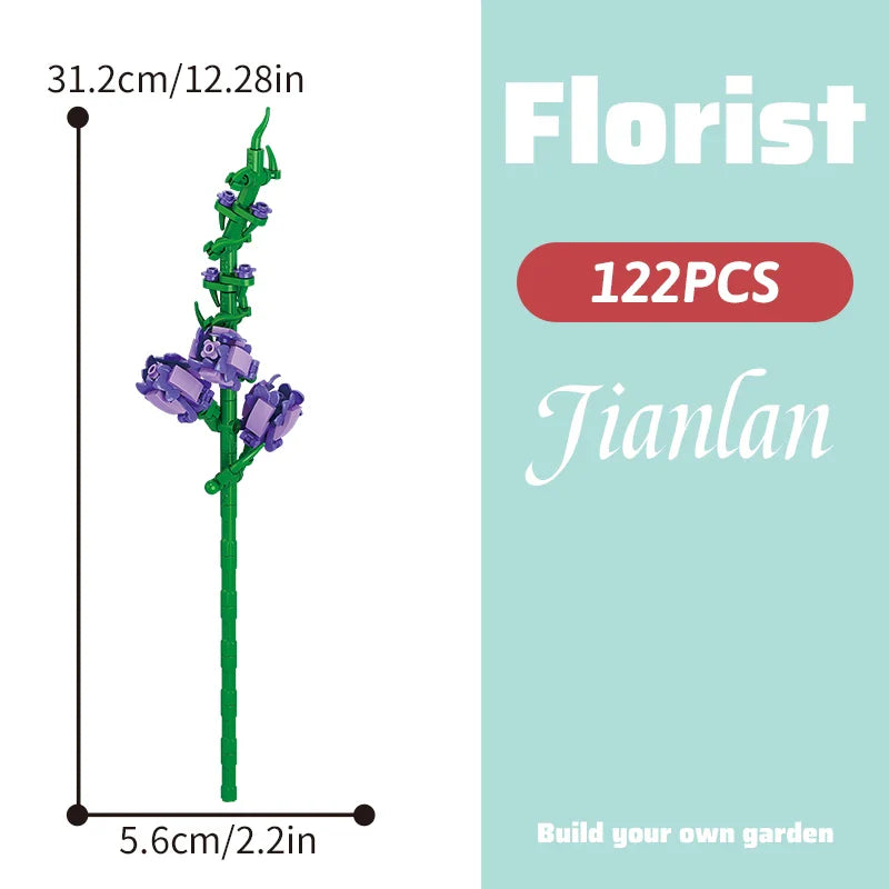 Building block bouquet simulation of flowers female gift assembly,small particle building block children's assembly toy