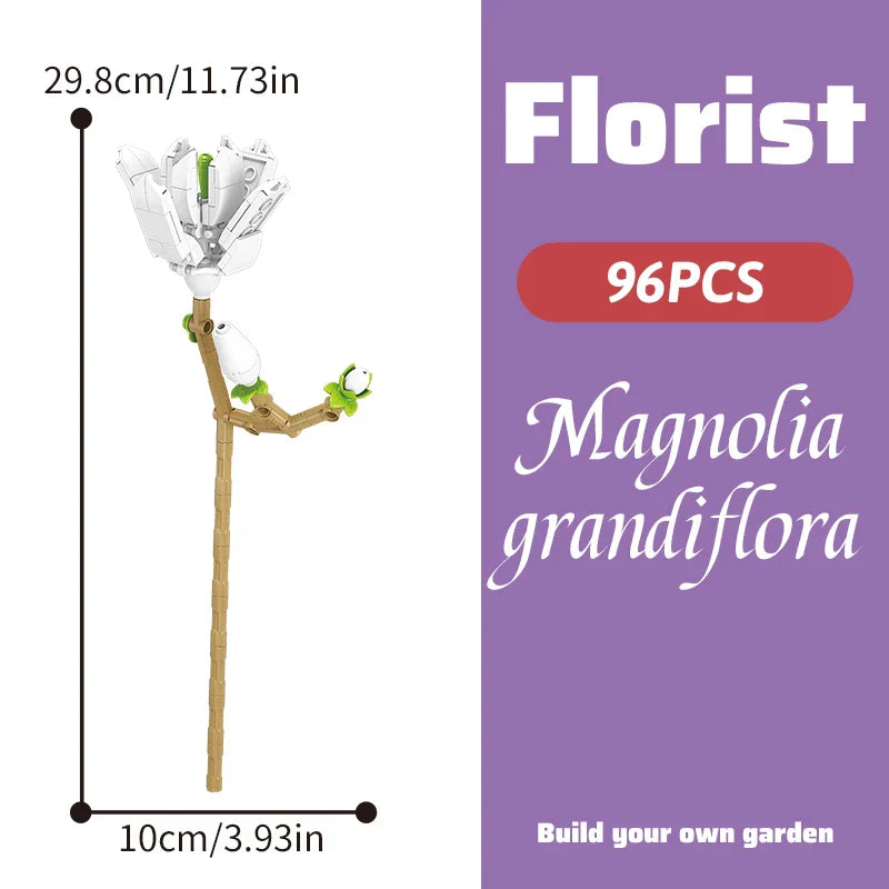 Building block bouquet simulation of flowers female gift assembly,small particle building block children's assembly toy