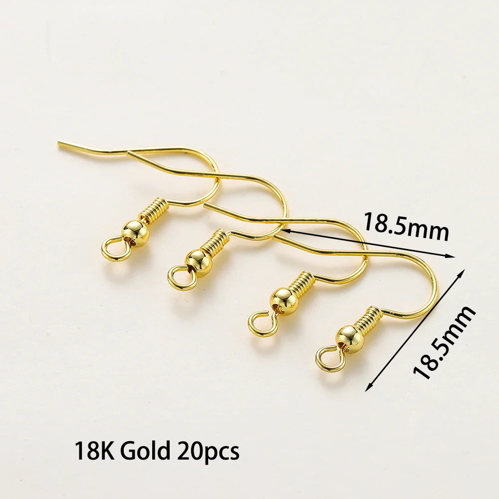 20pcs/lot 6 Styles 14K 18K Gold Plated Earring Wires With Ear Hook Earrings Clasp Findings Supplies For  DIY Jewelry Making
