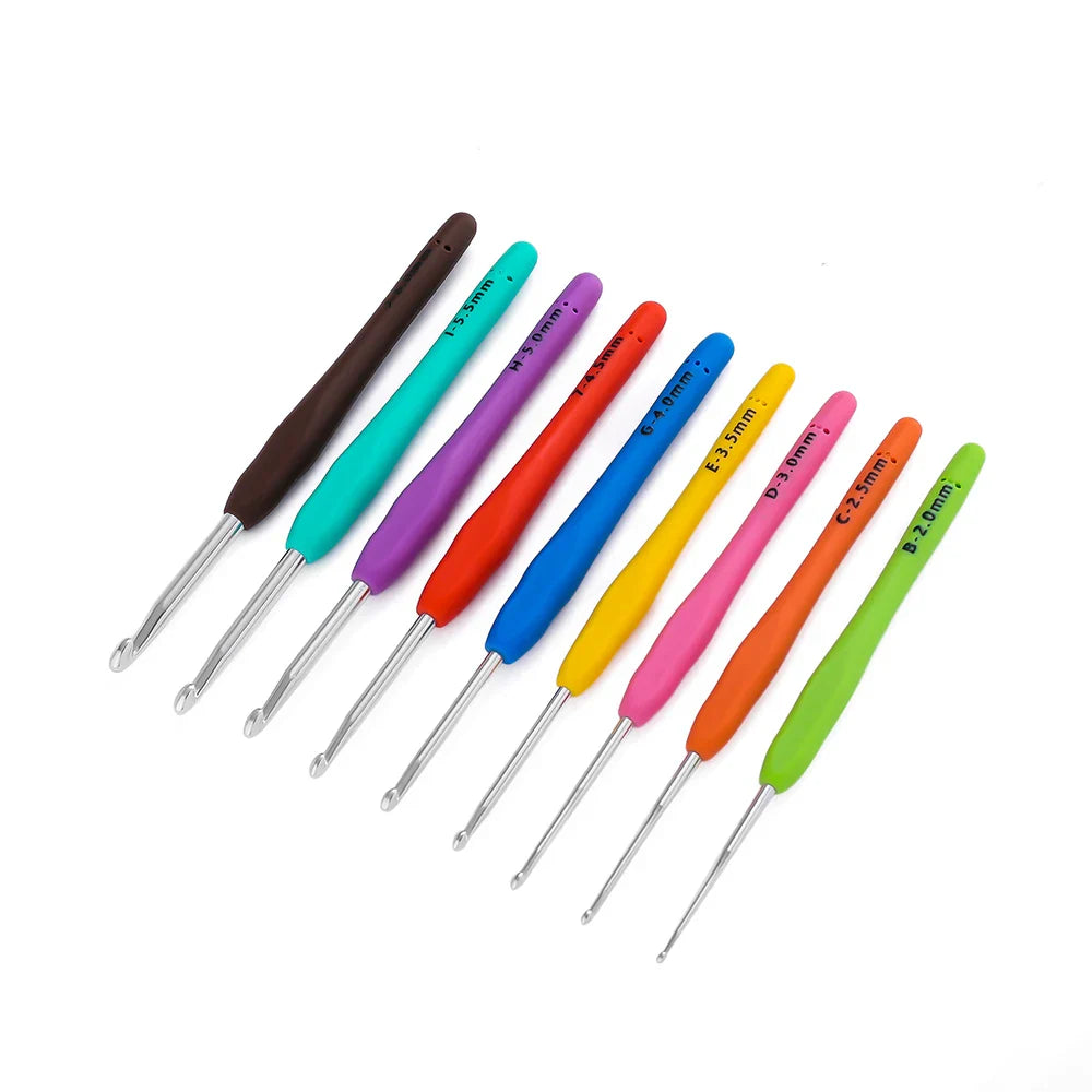 1pc Crochet Hooks Hand Knitted Crochet Colorful Rubber Handle Knitting Ergonomics Handle DIY  Jewelry Making Crochet
