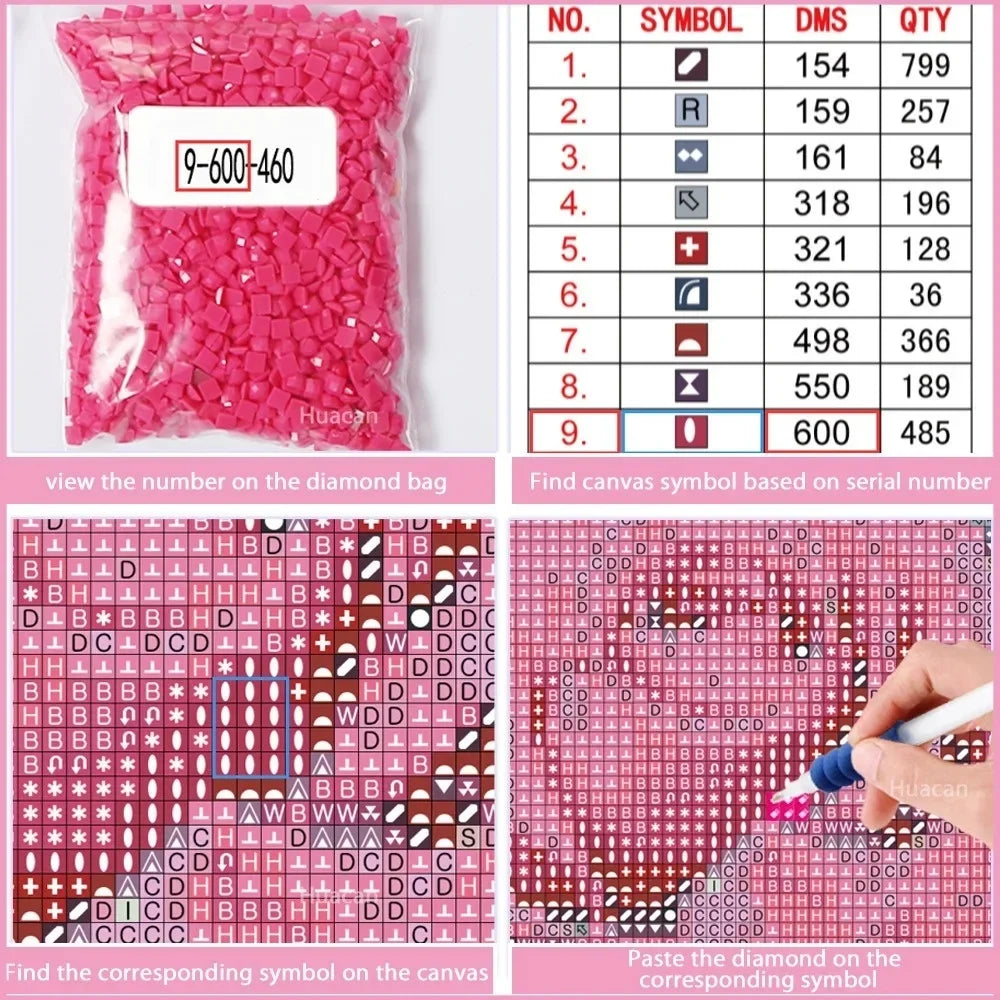 Huacan Diamond Mosaic Animal Cat Diy 5d Painting Flower New Collection Home Decor Art Handmade Gift Craft Kit