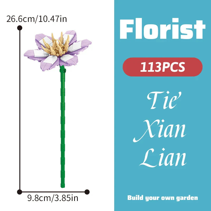 Building block bouquet simulation of flowers female gift assembly,small particle building block children's assembly toy