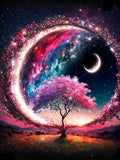 5D Diy Diamond Painting Fantasy Moon Tree Landscape Full Drill Rhinestones Mosaic Embroidery Handmade Products Home Decor Gift