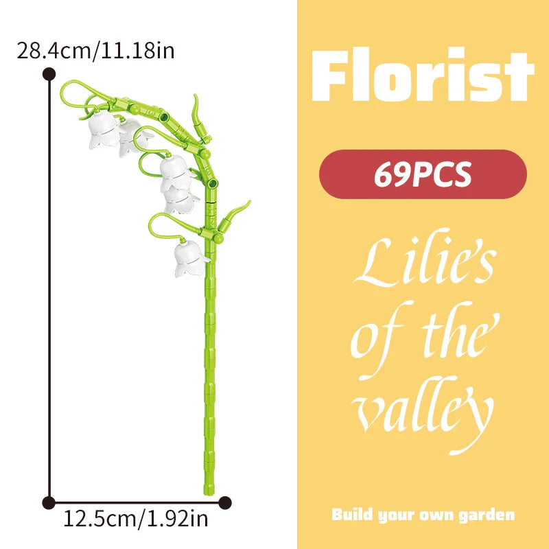 Building block bouquet simulation of flowers female gift assembly,small particle building block children's assembly toy