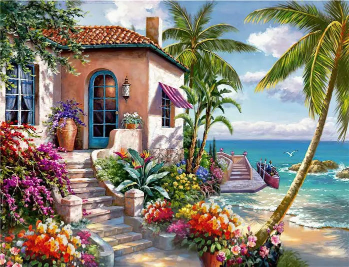 5D DIY Diamond Painting Landscape House Full Round Drill Embroidery Forest Scenery Cross Stitch Set Art Home Decor Gift