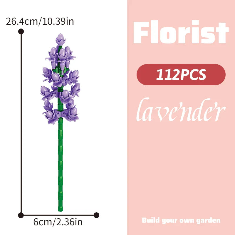 Building block bouquet simulation of flowers female gift assembly,small particle building block children's assembly toy