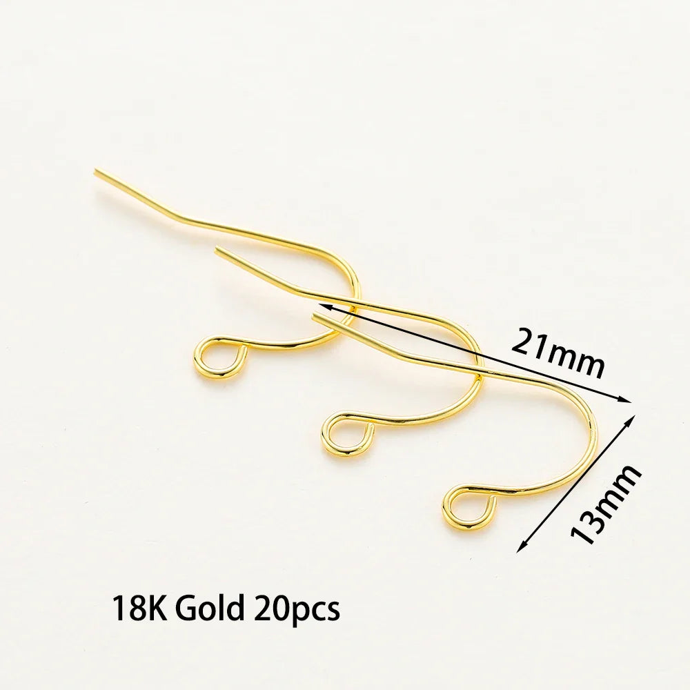 20pcs/lot 6 Styles 14K 18K Gold Plated Earring Wires With Ear Hook Earrings Clasp Findings Supplies For  DIY Jewelry Making