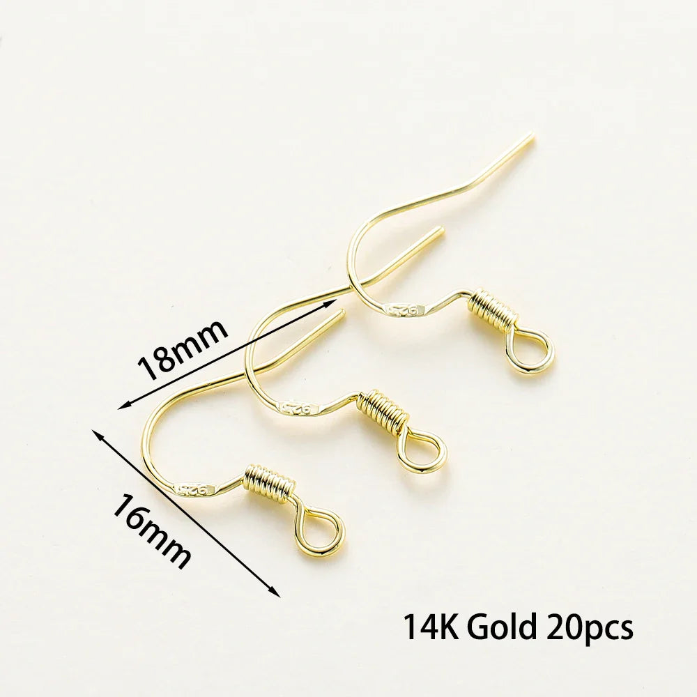 20pcs/lot 6 Styles 14K 18K Gold Plated Earring Wires With Ear Hook Earrings Clasp Findings Supplies For  DIY Jewelry Making