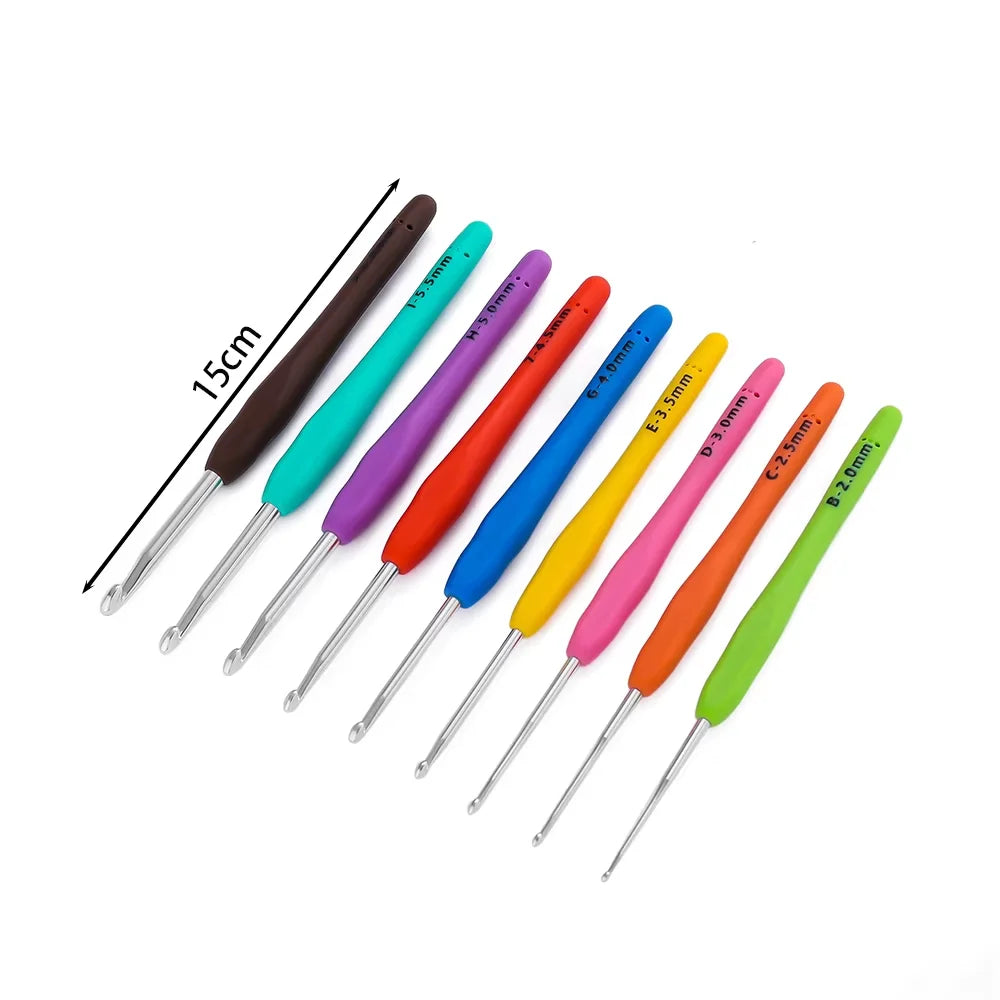1pc Crochet Hooks Hand Knitted Crochet Colorful Rubber Handle Knitting Ergonomics Handle DIY  Jewelry Making Crochet