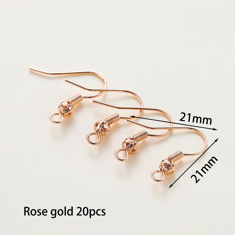 20pcs/lot 6 Styles 14K 18K Gold Plated Earring Wires With Ear Hook Earrings Clasp Findings Supplies For  DIY Jewelry Making