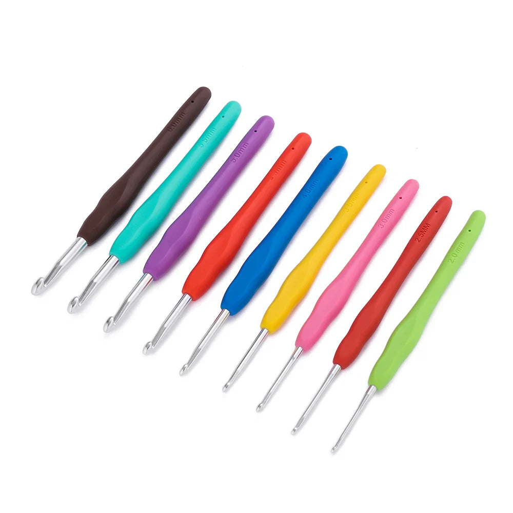 1pc Crochet Hooks Hand Knitted Crochet Colorful Rubber Handle Knitting Ergonomics Handle DIY  Jewelry Making Crochet