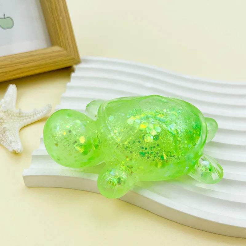 Squishy Turtle Fidget Toy | Glitter Squeeze Toy for Stress Relief