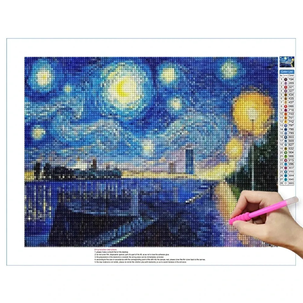 5D DIY Landscape Diamond Painting Kit Starry Sky Cross Stitch Diamond Embroidery Rhinestone Mosaic Art Home Decor Painting