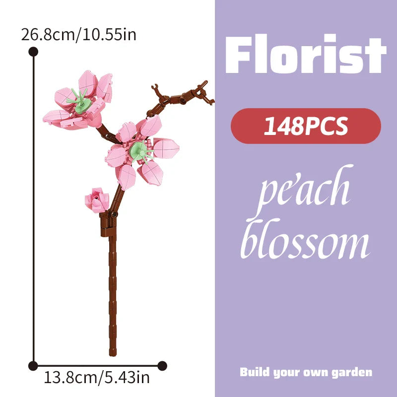 Building block bouquet simulation of flowers female gift assembly,small particle building block children's assembly toy