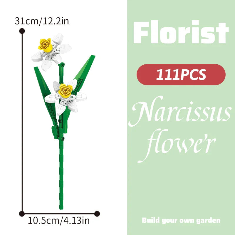Building block bouquet simulation of flowers female gift assembly,small particle building block children's assembly toy