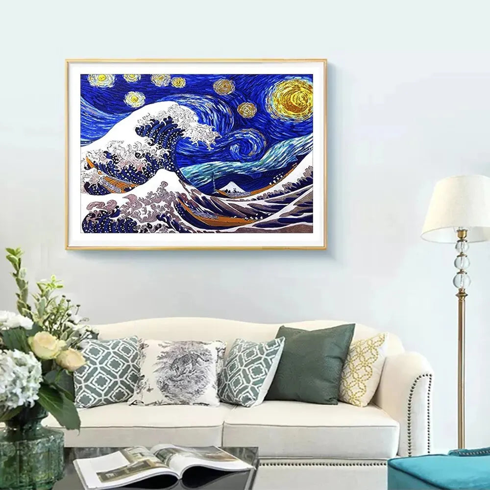 5D DIY Landscape Diamond Painting Kit Starry Sky Cross Stitch Diamond Embroidery Rhinestone Mosaic Art Home Decor Painting
