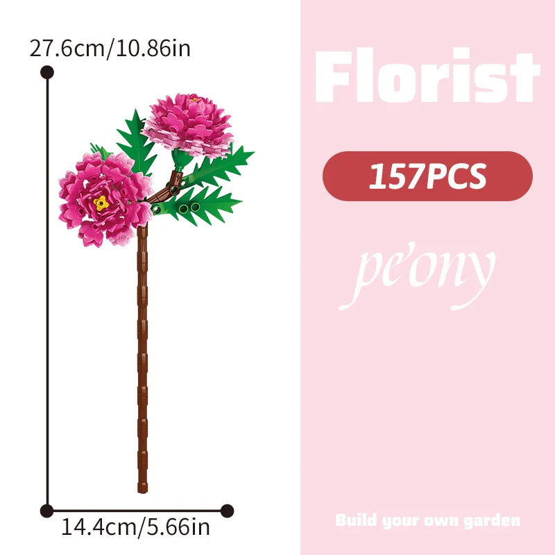 Building block bouquet simulation of flowers female gift assembly,small particle building block children's assembly toy