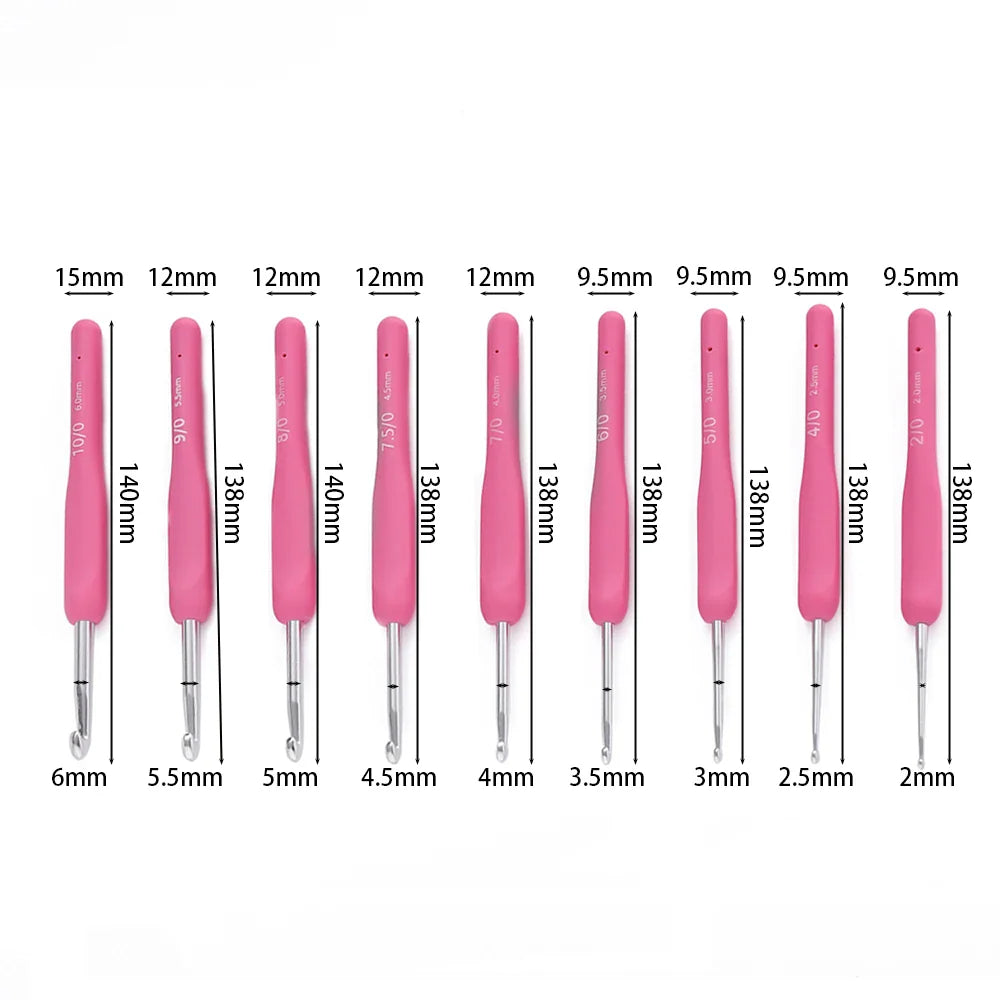 1pc Crochet Hooks Hand Knitted Crochet Colorful Rubber Handle Knitting Ergonomics Handle DIY  Jewelry Making Crochet