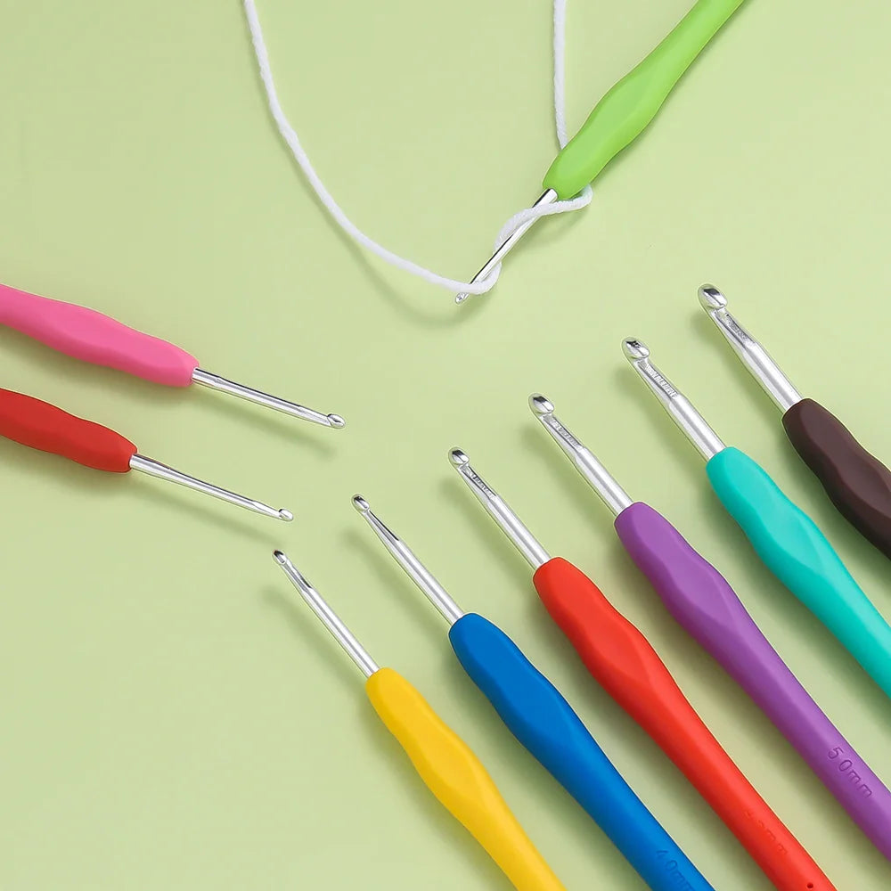 1pc Crochet Hooks Hand Knitted Crochet Colorful Rubber Handle Knitting Ergonomics Handle DIY  Jewelry Making Crochet