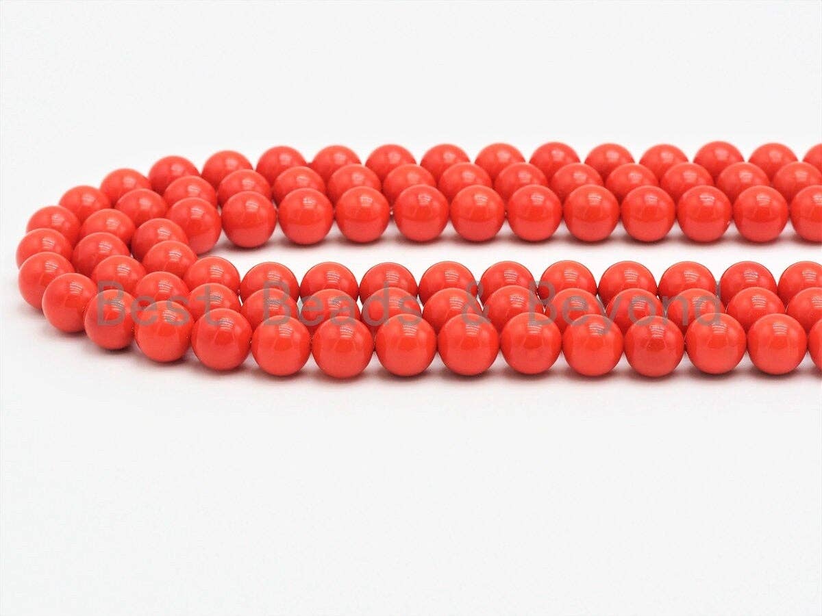 Quality Orange Mother of Pearl  Beads,6mm/8mm/10mm/12mm Round Smooth Gemstone Beads,Loose Coral Color Beads, 15.5inch strand, SKU#U422