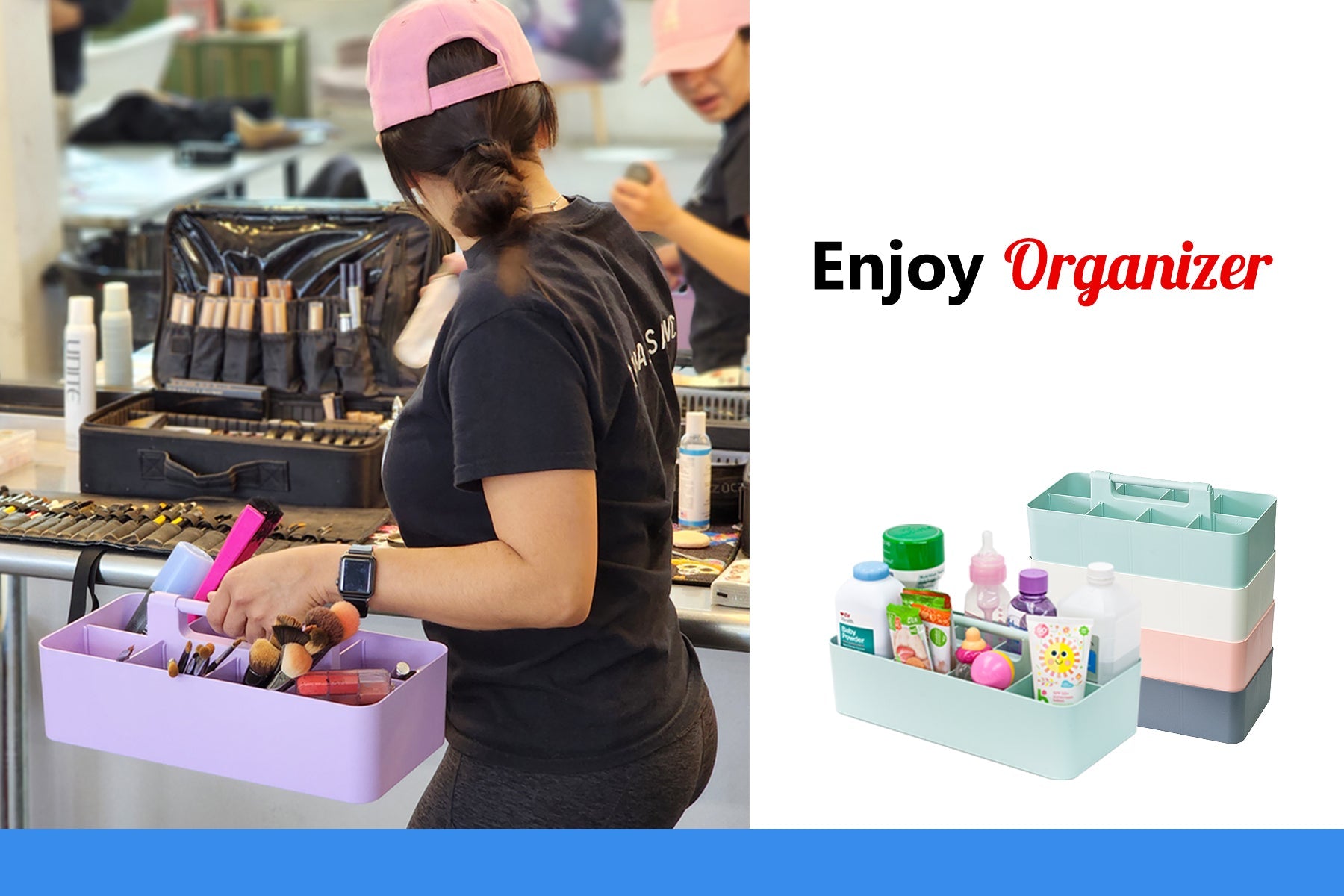 Enjoy Organizer 10 PACK -Large Plastic Storage Portable Caddy with Handles Made In USA