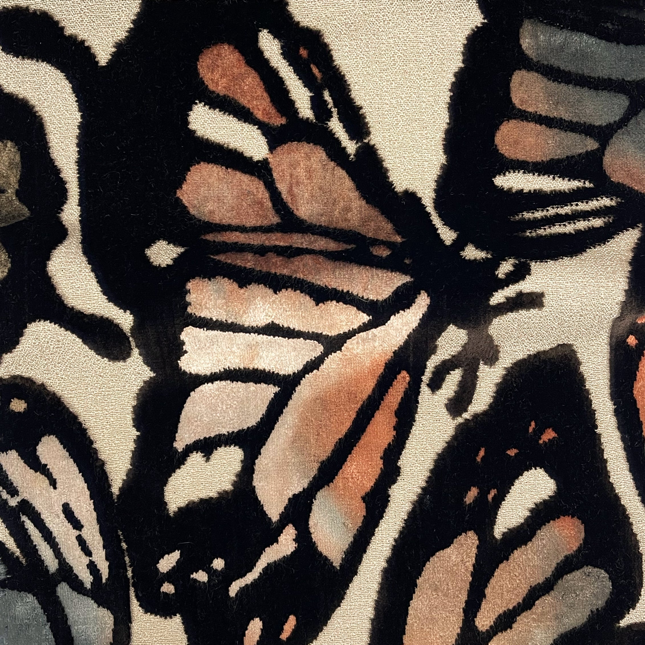 FLUTTER - BUTTERFLY PATTERN CUT VELVET UPHOLSTERY FABRIC BY THE YARD