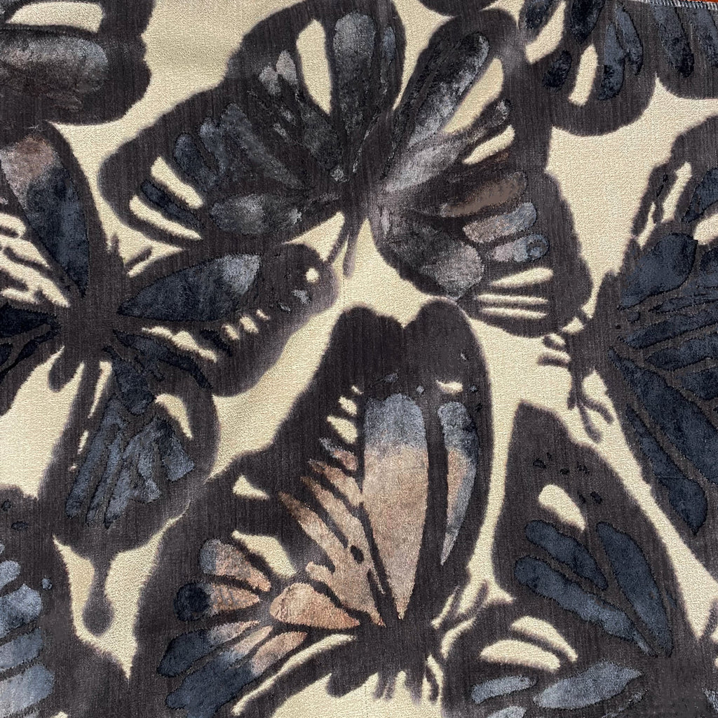 FLUTTER - BUTTERFLY PATTERN CUT VELVET UPHOLSTERY FABRIC BY THE YARD