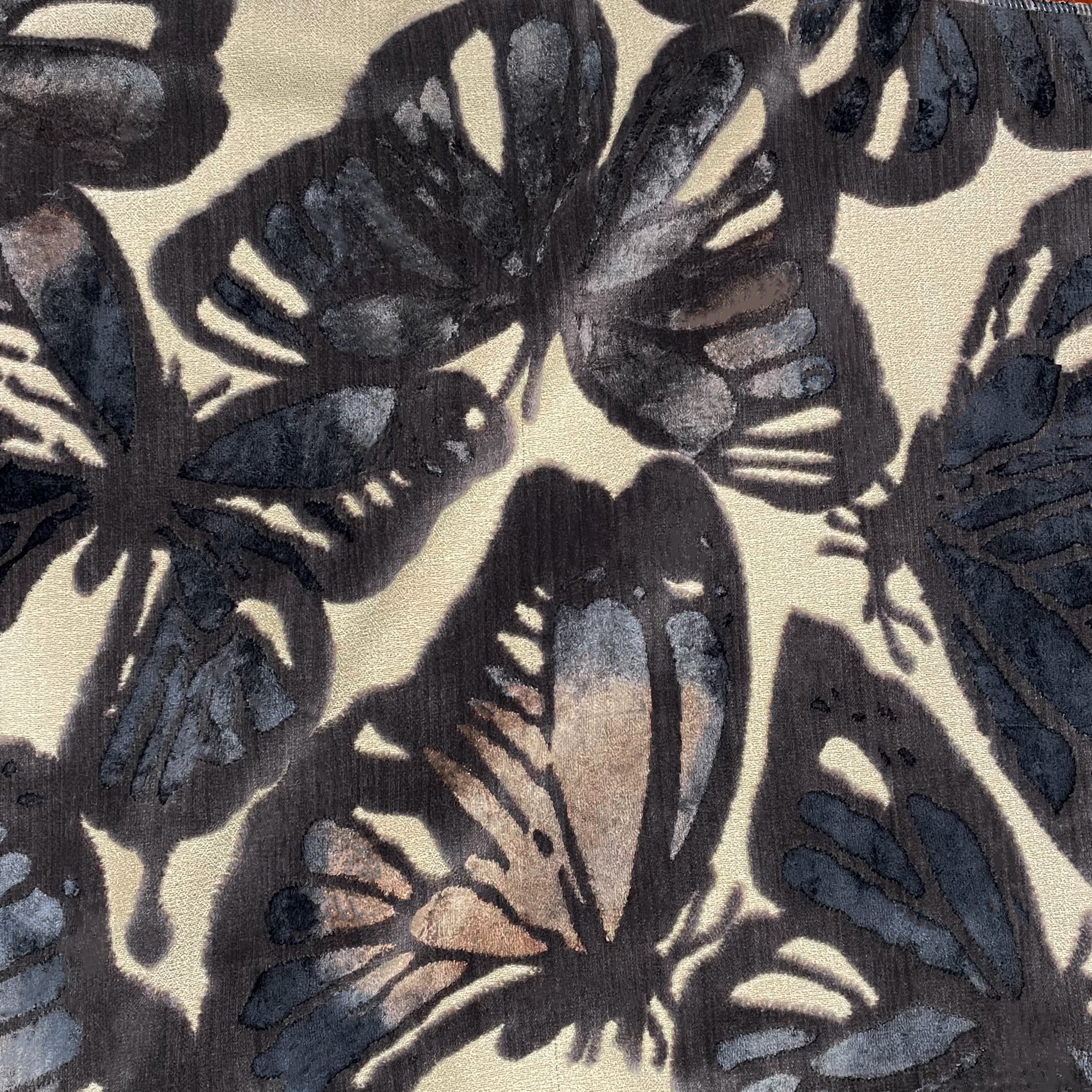 FLUTTER - BUTTERFLY PATTERN CUT VELVET UPHOLSTERY FABRIC BY THE YARD