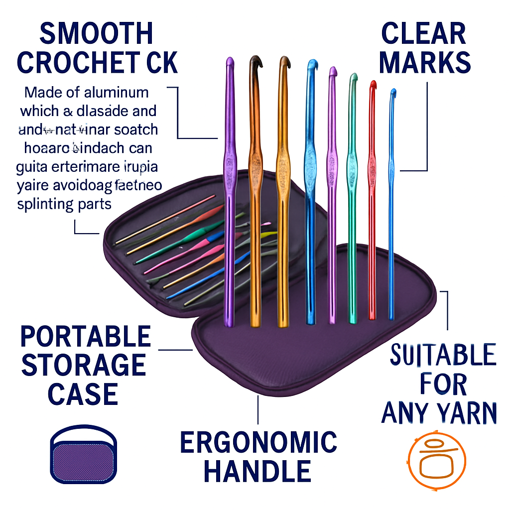Crochet Hook Set for Smooth Stitching in Color-Coded Handles