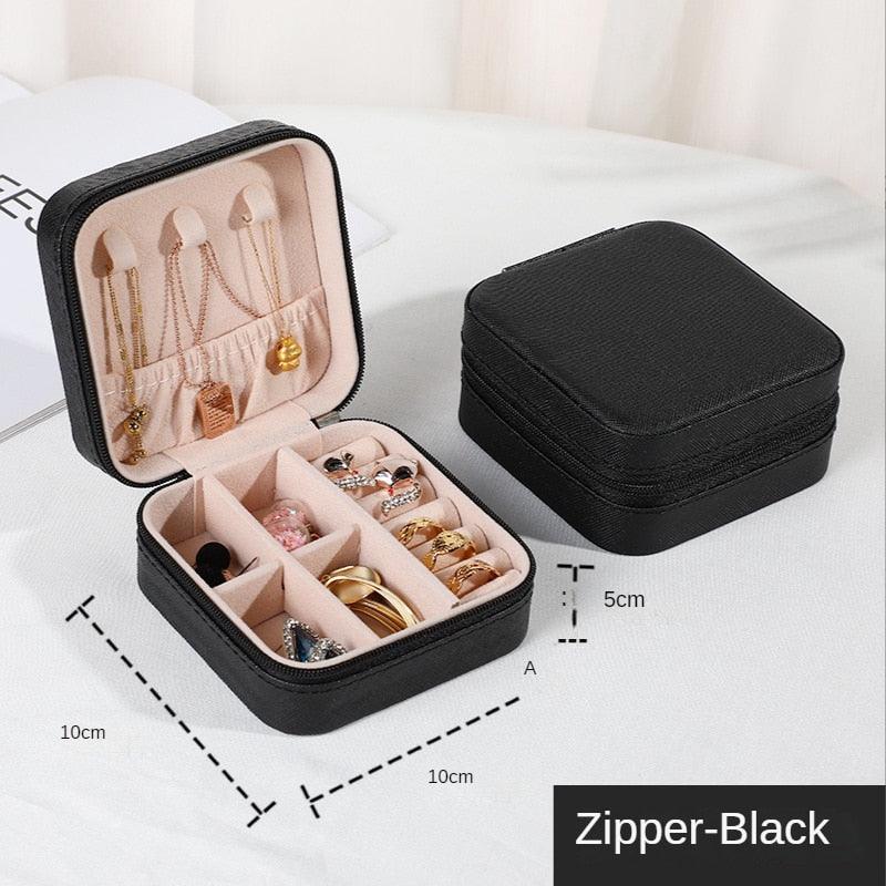 Jewelry Organizer Display Travel PU Leather Jewelry Case Boxes Travel Portable Jewelry Box Storage Organizer Earring Holder Gift Jewellery Box Organizer Small Portable PU Leather Travel Jewelry Storage Case for Rings Earrings Necklace