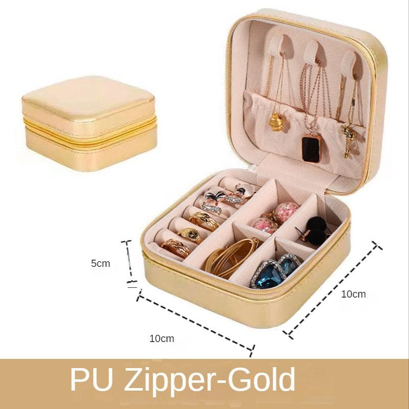 Jewelry Organizer Display Travel PU Leather Jewelry Case Boxes Travel Portable Jewelry Box Storage Organizer Earring Holder Gift Jewellery Box Organizer Small Portable PU Leather Travel Jewelry Storage Case for Rings Earrings Necklace