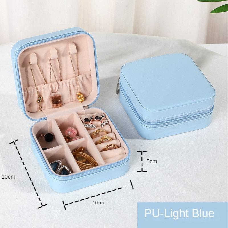 Jewelry Organizer Display Travel PU Leather Jewelry Case Boxes Travel Portable Jewelry Box Storage Organizer Earring Holder Gift Jewellery Box Organizer Small Portable PU Leather Travel Jewelry Storage Case for Rings Earrings Necklace