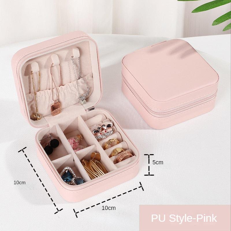 Jewelry Organizer Display Travel PU Leather Jewelry Case Boxes Travel Portable Jewelry Box Storage Organizer Earring Holder Gift Jewellery Box Organizer Small Portable PU Leather Travel Jewelry Storage Case for Rings Earrings Necklace
